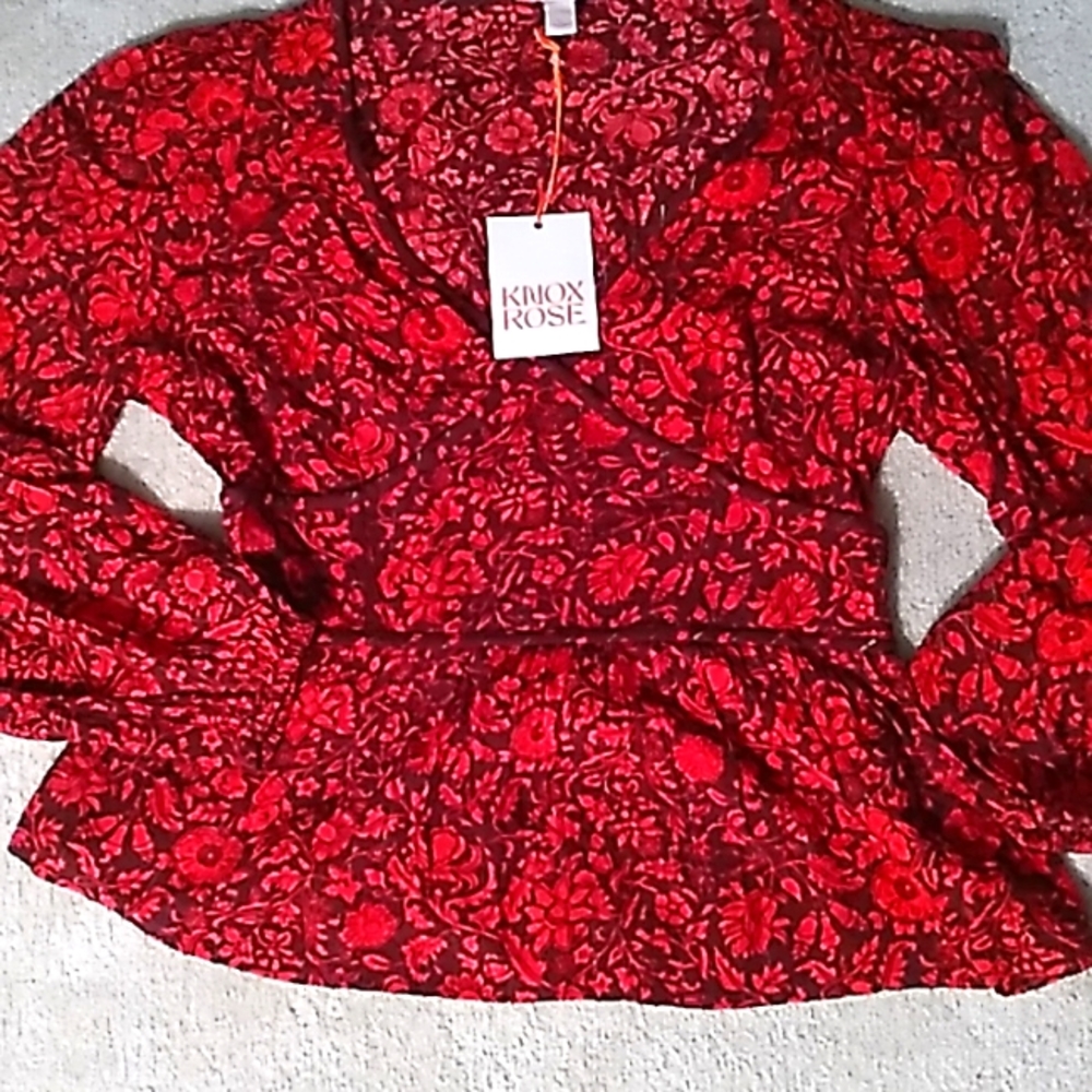 Knox Rose red and black top, medium